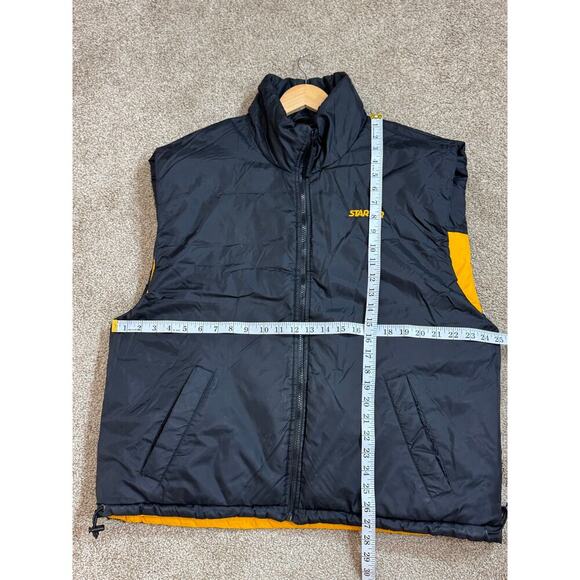 VTG Starter Mens Puffer Vest XL Gold Medal Yellow Black Reversible Y2K 90s - Picture 14 of 14